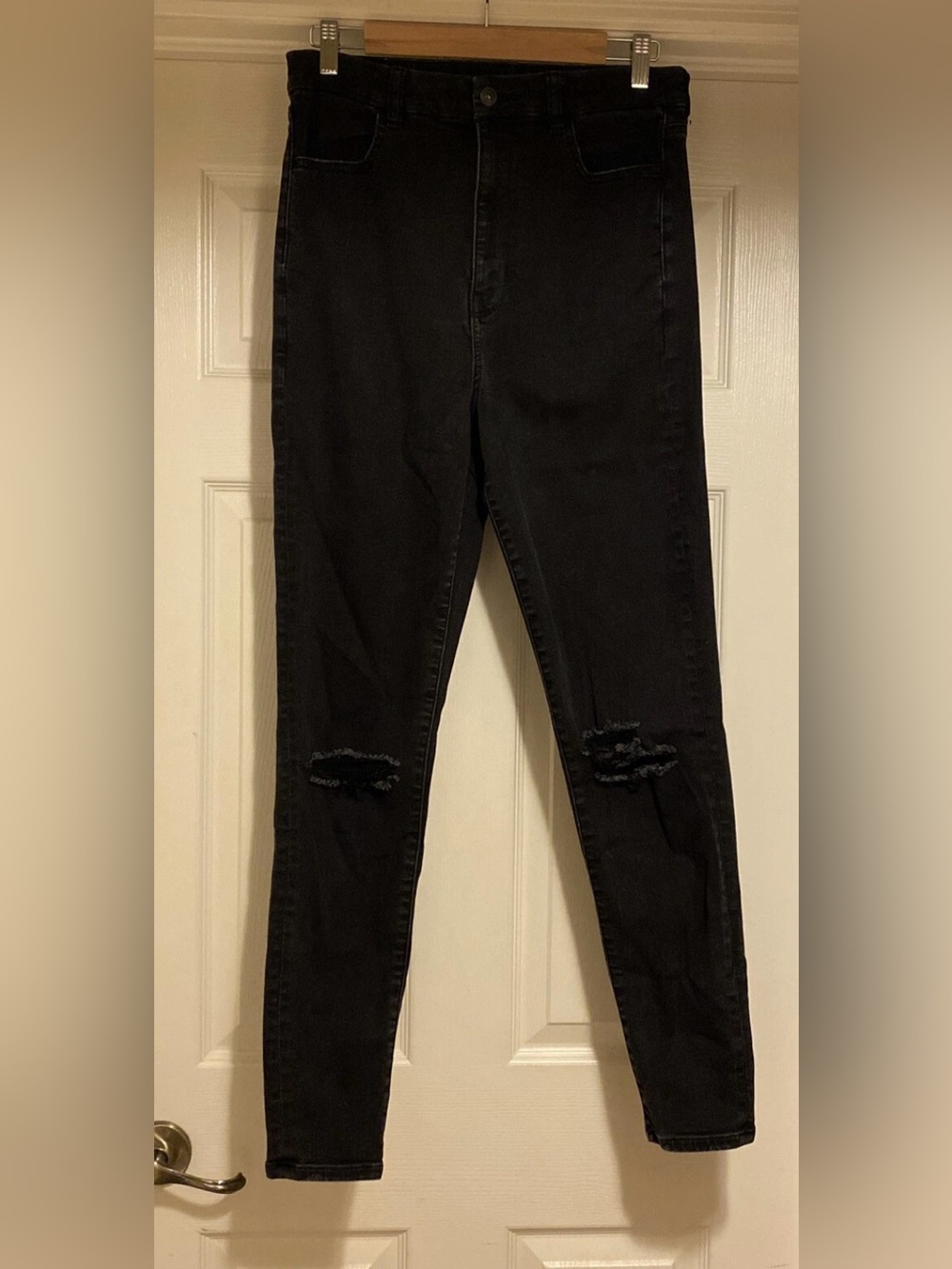 American Eagle Next Level Stretch Black Curvy Highest Rise Jegging Sz 12 LONG